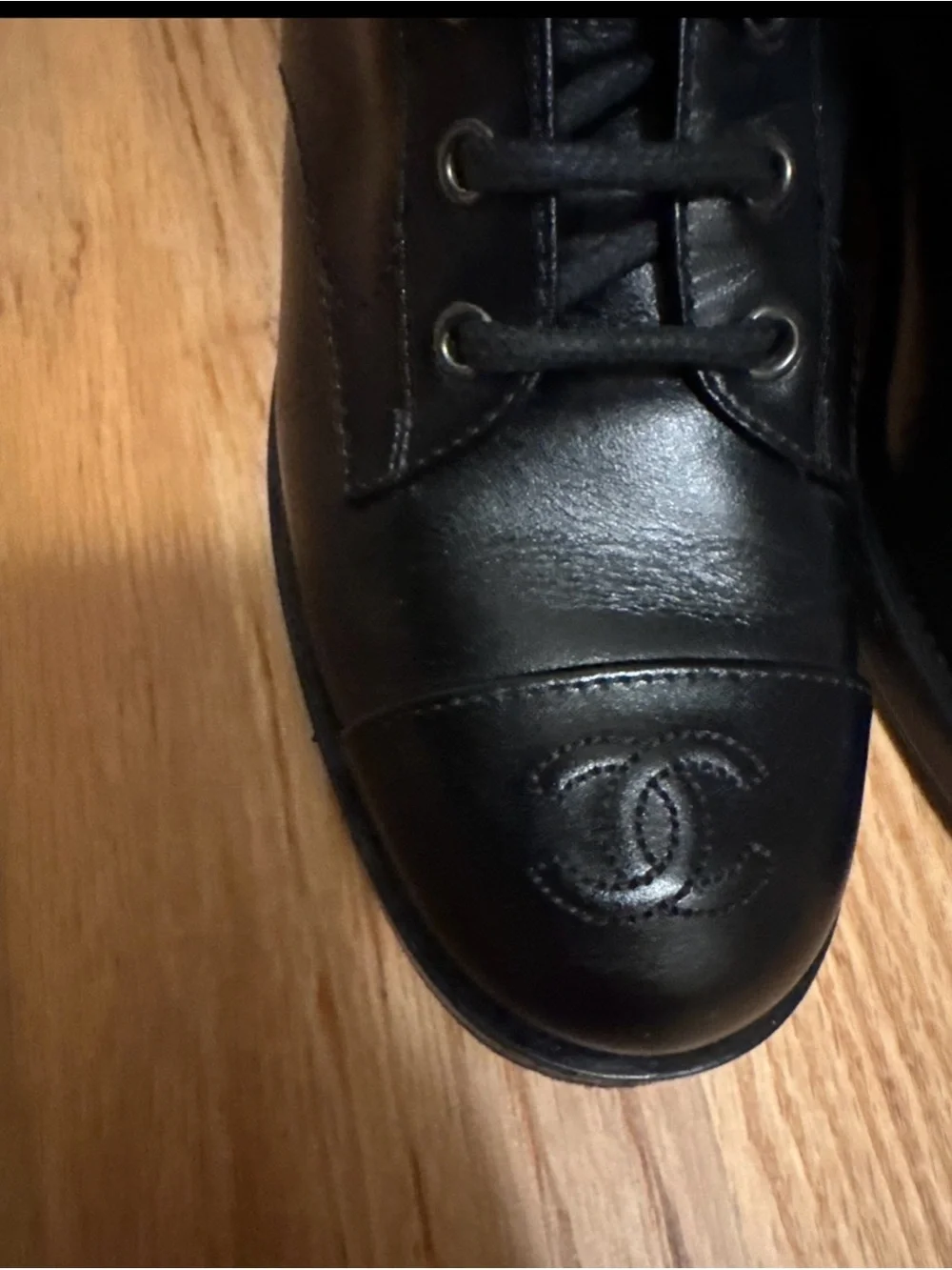 Chanel Karl Lagerfeld 2018/19 Black Leather Lace-Up Combat Boots 37